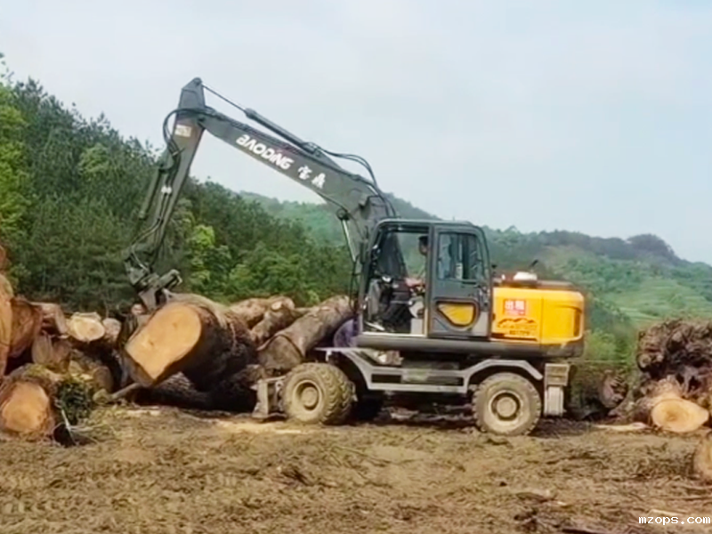 mzops120WD抓木机轻松抓起1米粗巨木