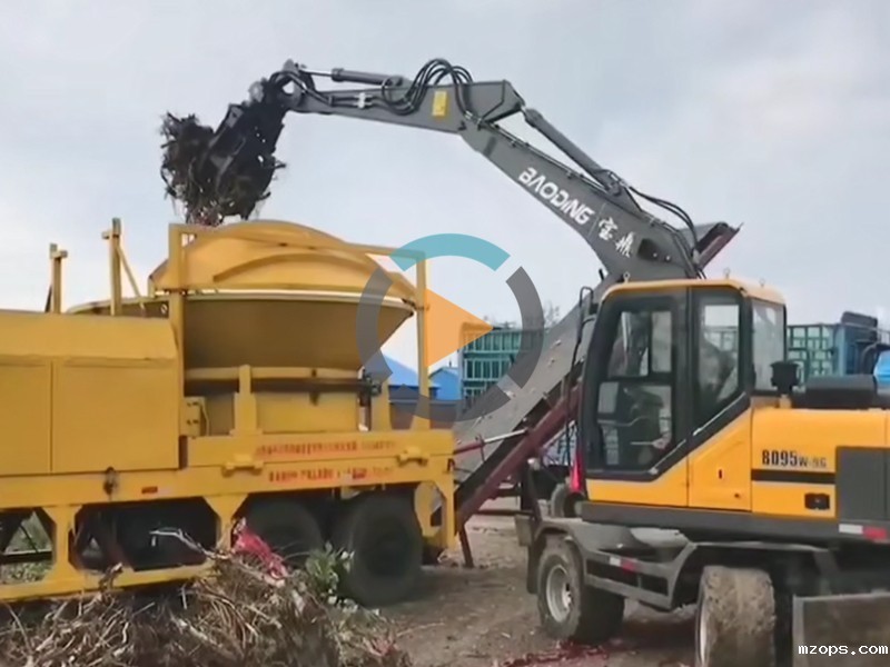 生物电厂抓木机抓料机破碎机上料-mzopsBD95W轮式抓机