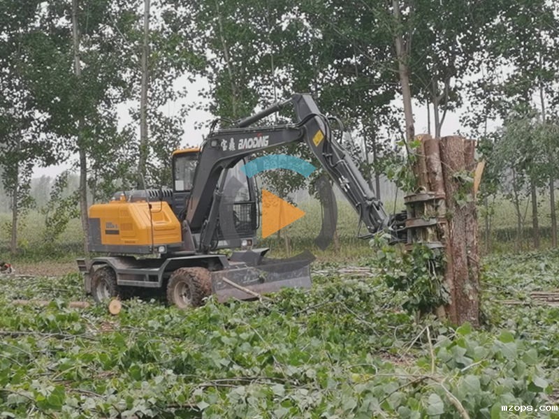 河南轮式抓木机工作视频
